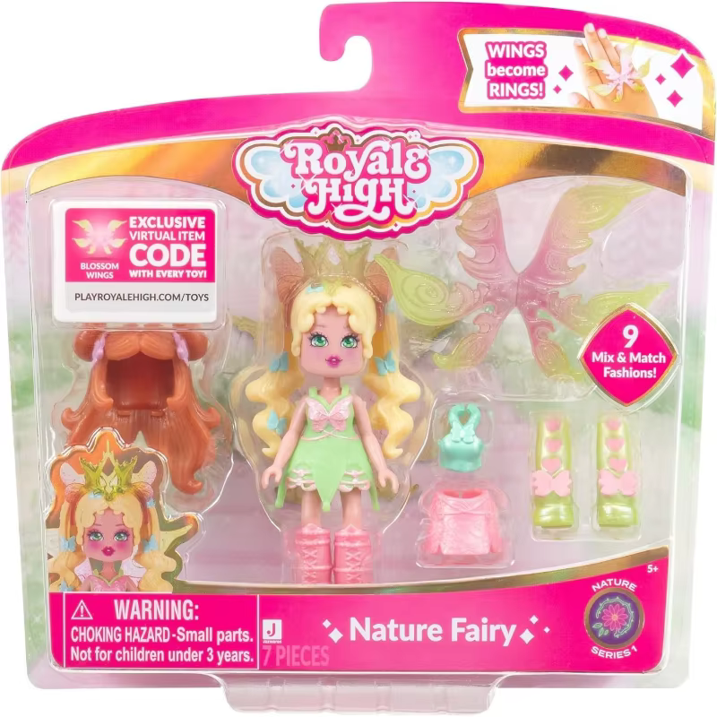 Poupée Fashion Fire Fairy Royale High de 3 pouces - 1 figurine avec 9 accessoires de mode - Code d'a