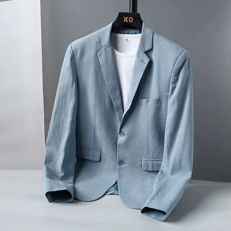 Nouveaux Blazers Respirants pour Hommes – Veste Décontractée Tendance en Lin Couleur Unie – Manteaux