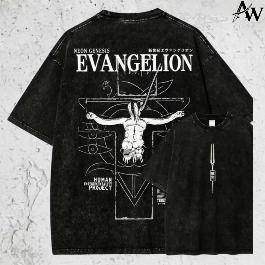 T-shirt vintage délavé, T-shirt Anime, T-shirt oversize en coton épais, T-shirt graphique streetwear