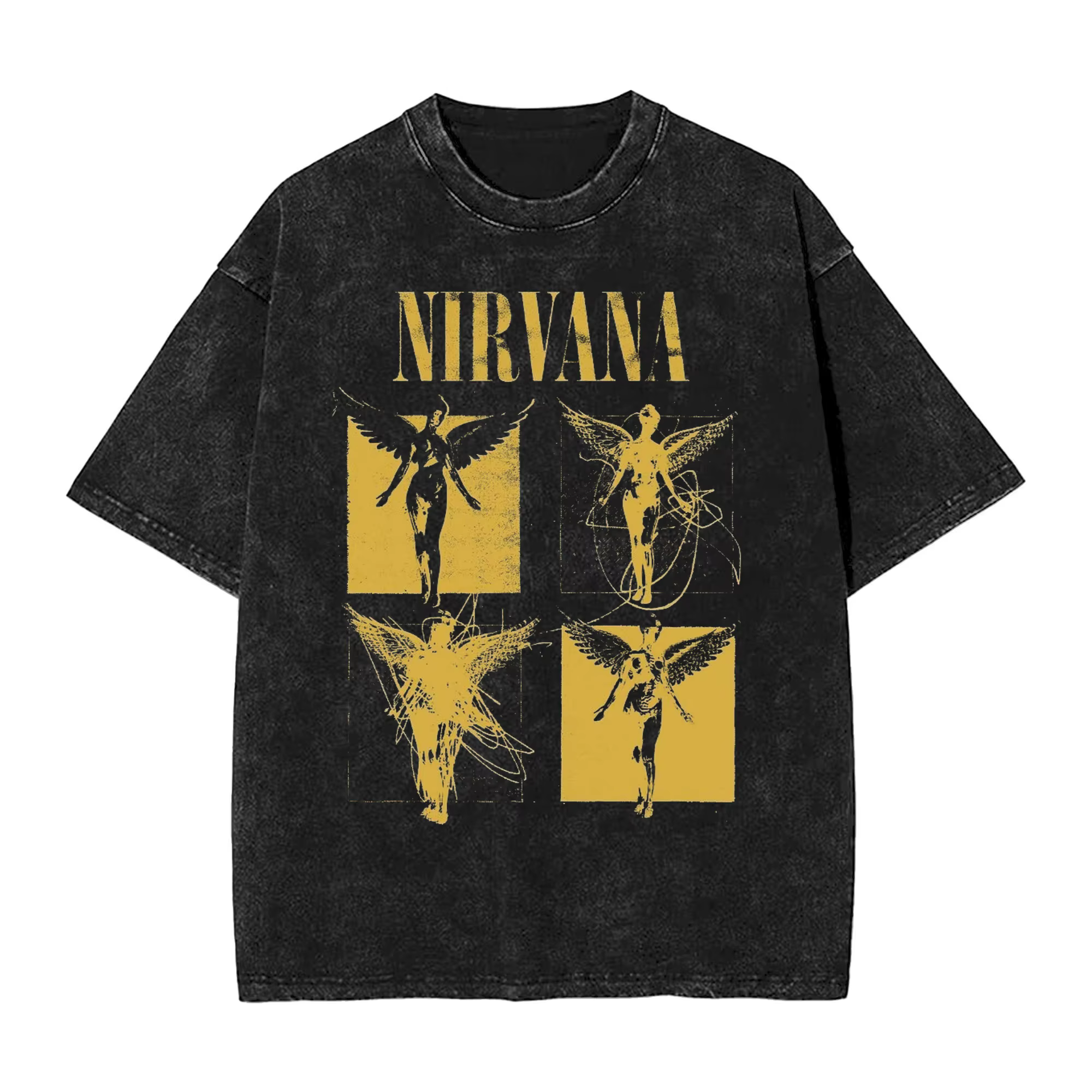 Nirvana groupe de rock hommes rétro coton lavé t-shirt dans un album Utero homme femme surdimensionn