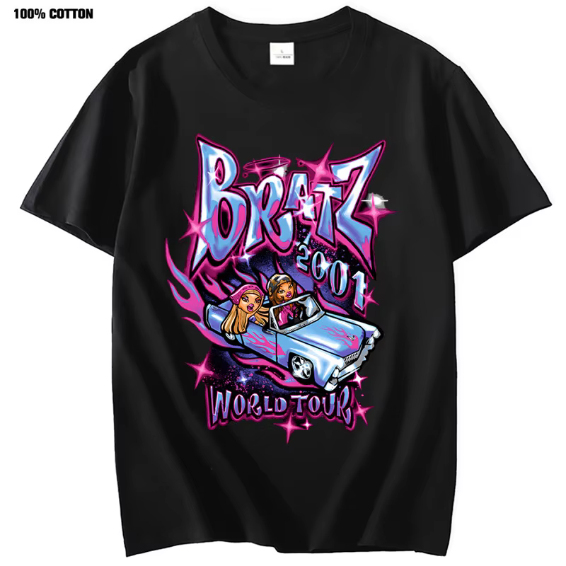 Bratz-T-shirt manches courtes pour femme, estival et décontracté, en coton, Harajuku, Y2k