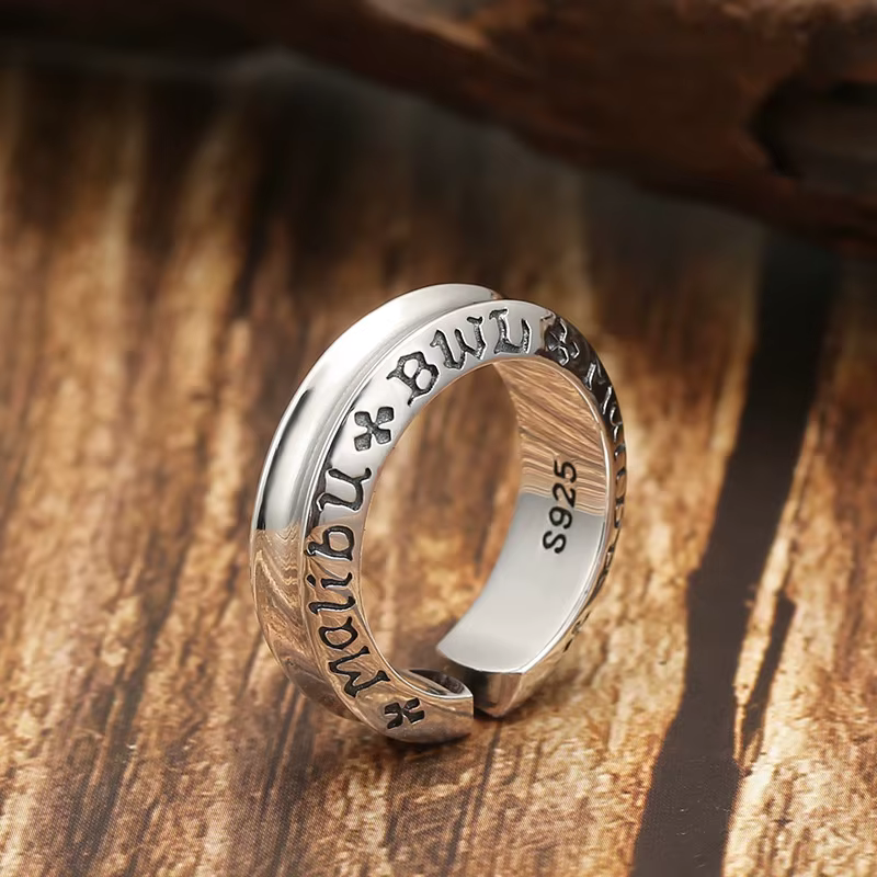 ChimGraffiti-Bague lettre en argent S925 pour homme, bijoux masculins, hip-hop, style punk, index, a