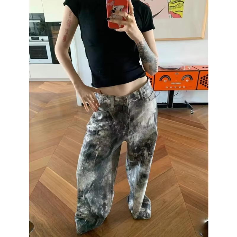 Jean Bleu à Jambes Larges et Droites pour Femme, Pantalon en Denim Baggy Classique, Style Hip-Hop, M