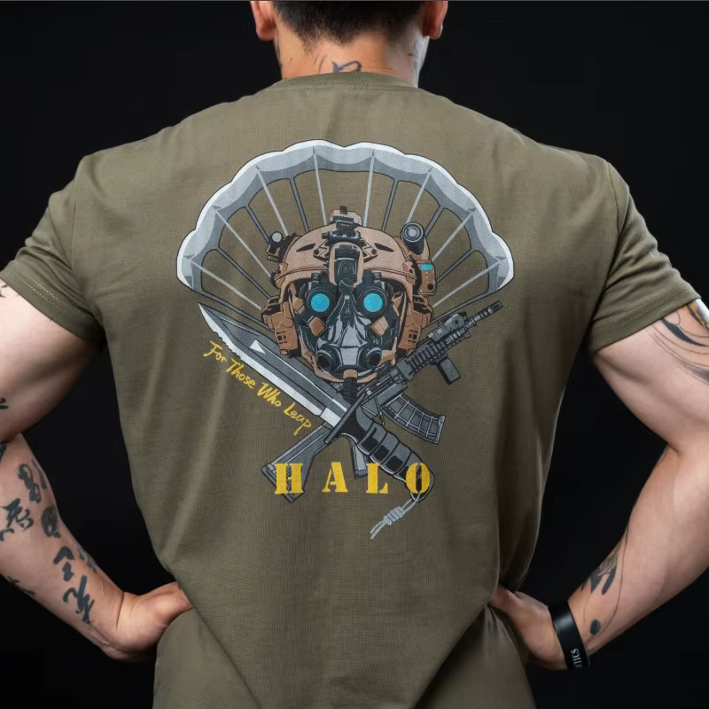 T-shirt tactique 100% coton pour hommes, vêtements d'atterrissage aéroporté, Streetwear, hauts ample