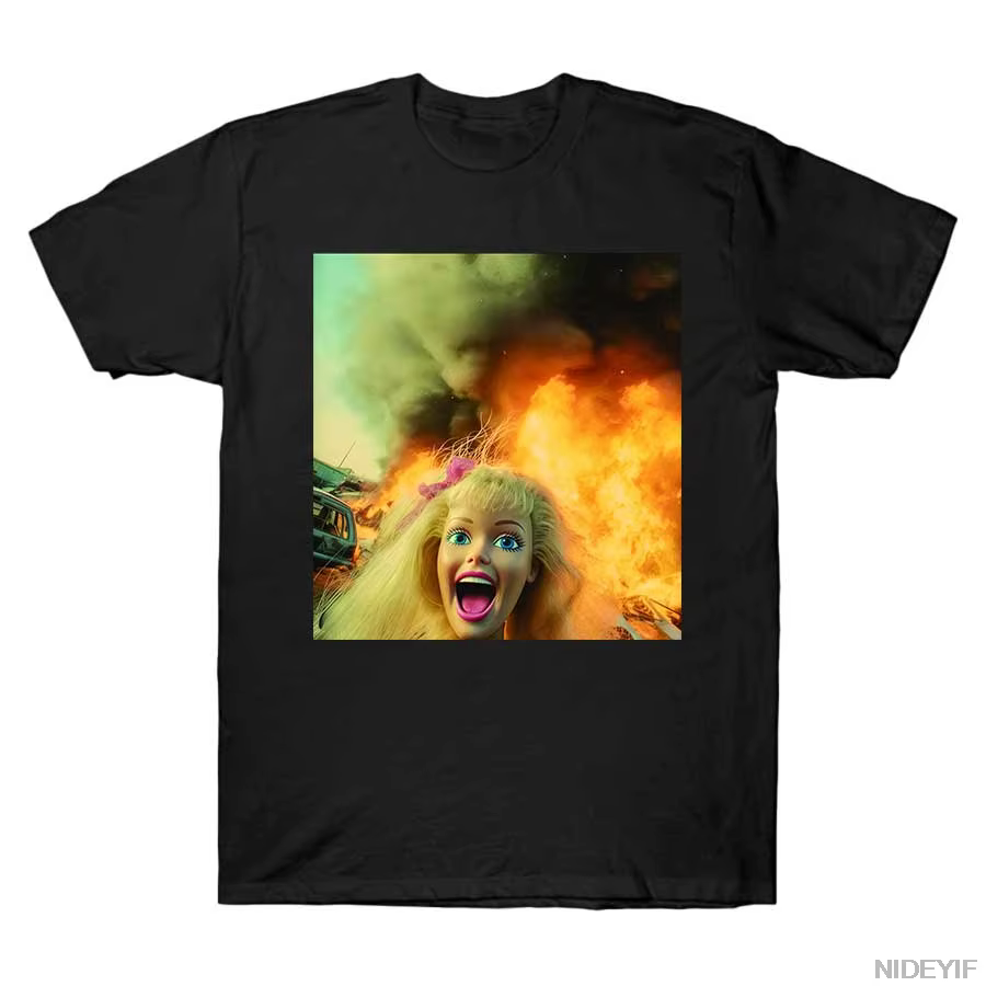 T-shirt drôle avec visage de poupée dégoûtant pour hommes et femmes, 100% coton, manches courtes, J1