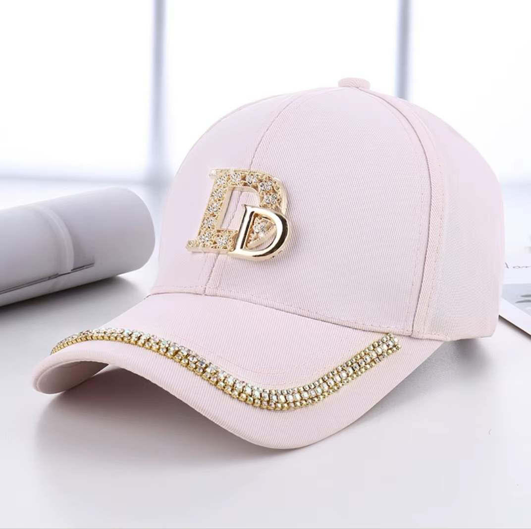 Casquette de baseball tendance 2026 avec lettre D en diamant pour femme, casquette snapback d'été po