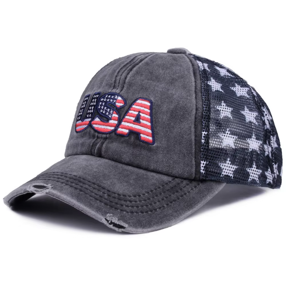 Éléments du drapeau de style patriotique américain. Broderie tridimensionnelle américaine. Casquette