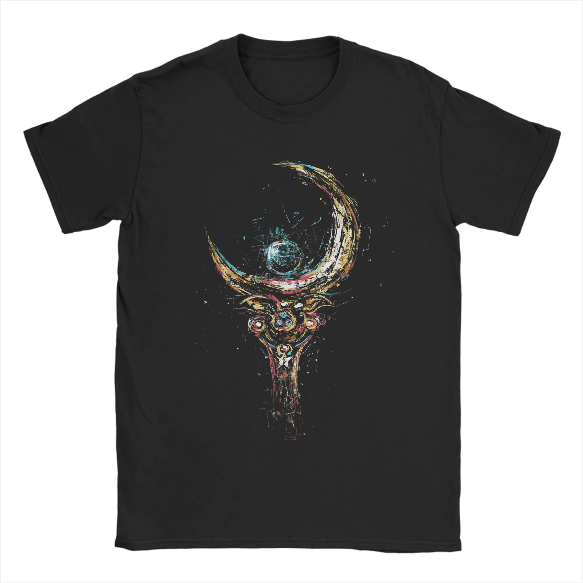 Sailor Moon Sceptre t-shirt pour hommes pur coton Vintage T-Shirts col rond t-shirt à manches courte