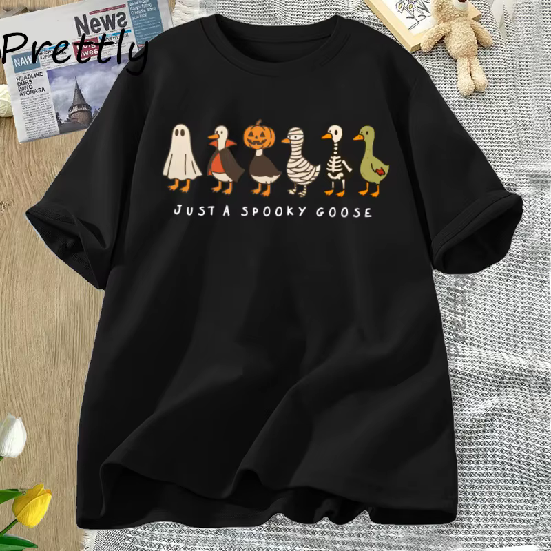 Halloween Goose T-shirt juste une oie effrayante T-shirt drôle saison effrayante T-shirt coton à man