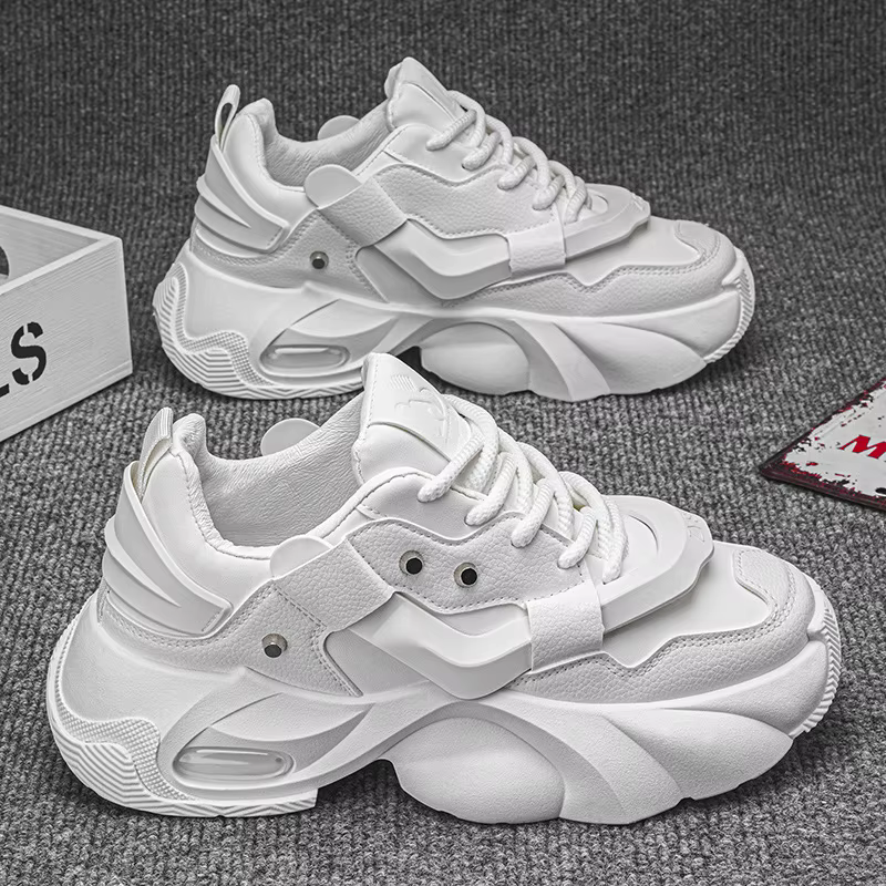 Chaussures Homme – Baskets Montantes en Cuir de Haute Qualité, Style Plateforme, Tendance Sportive, 