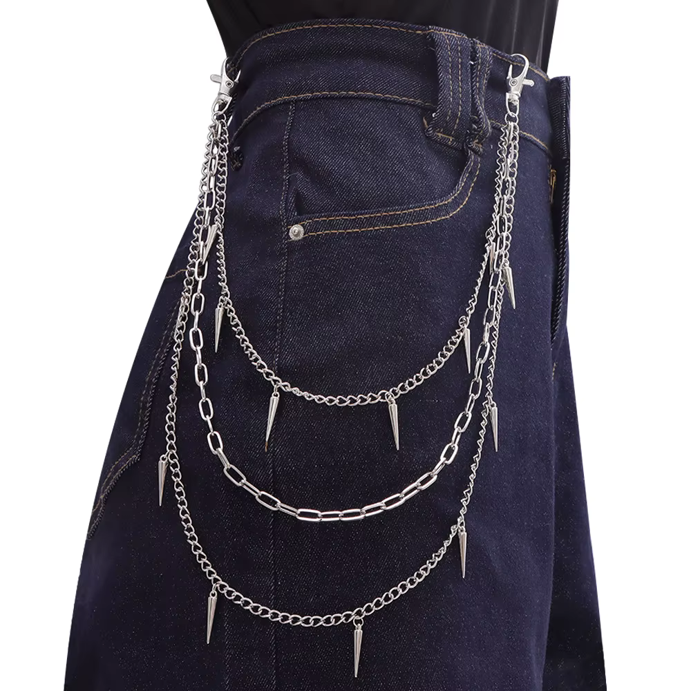 Vintage Long métal Rock punk pantalon Hipster pantalon chaîne Jean chaîne porte-clés anneau Clip gla