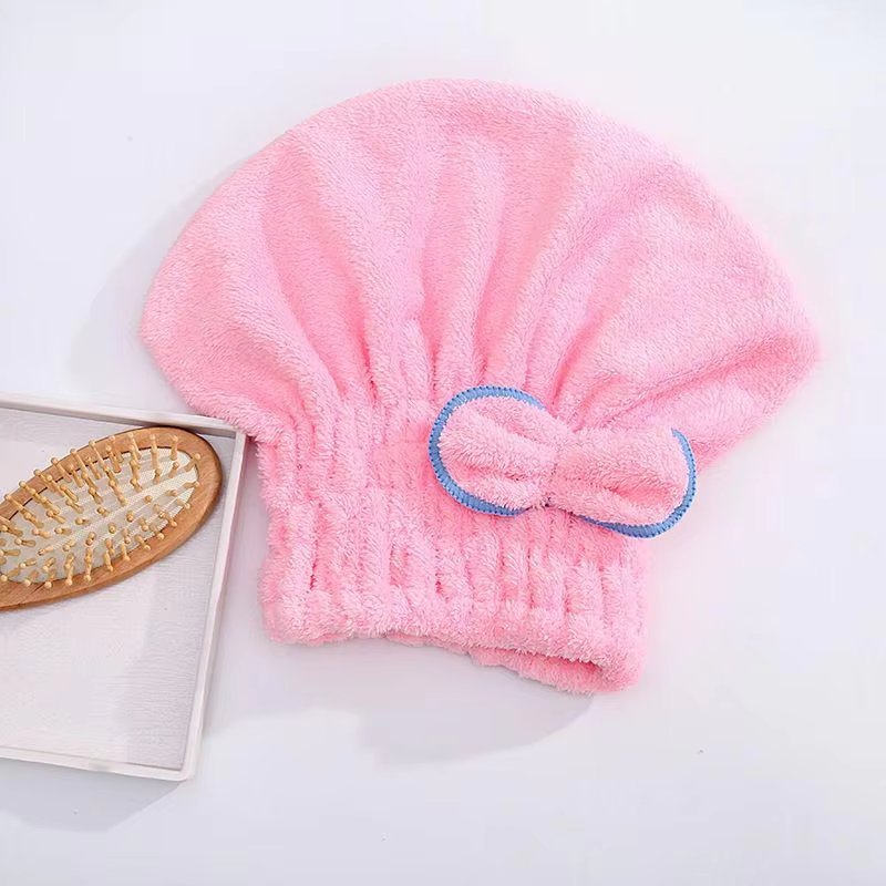 Bonnet de bain à séchage rapide pour femmes, avec nœud papillon, serviette en microfibre, bonnet de 