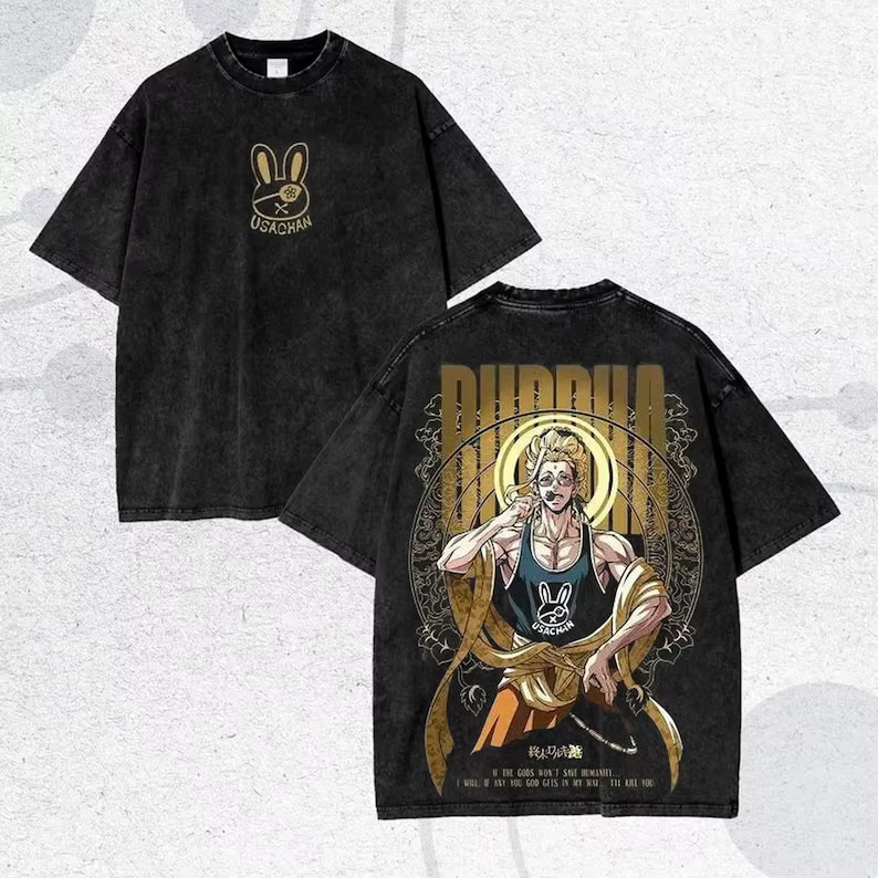 Record of Ragnarok T-shirt délavé style rétro, vêtements de caractère pour toute l'année, grande tai