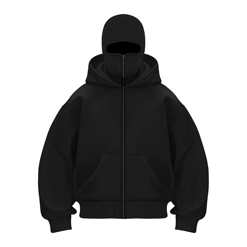 Cagoule à capuche Double couche intégrée, coupe-vent chaud, fermeture éclair, Y2k, Vintage, Hip Hop,