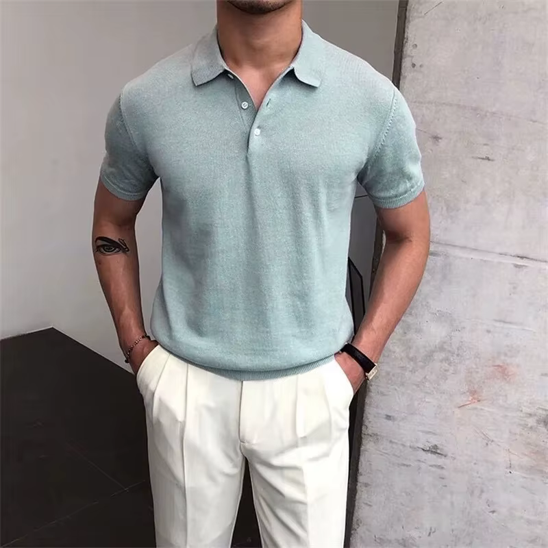 Polo à manches courtes pour hommes, chemise d'affaires décontractée, chemises de golf de haute quali