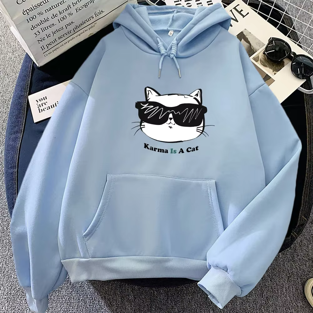 Sweats à capuche Eras Tour Karma Is A Cat pour femmes, pull Hip Hop PVD, manteau Kawaii, vêtements f