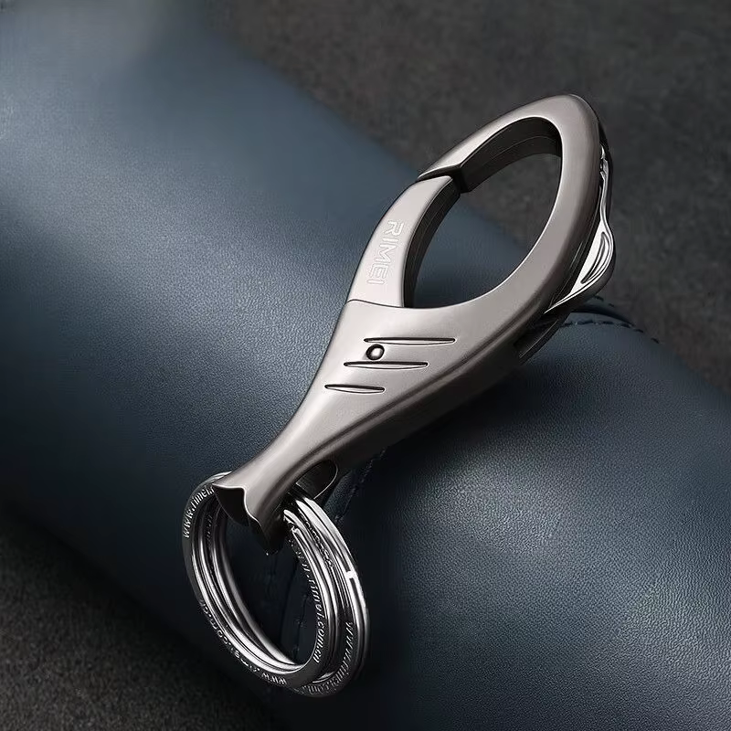 Porte-clés Requin en Acier Carbone, Anneau de Clés de Voiture, Accessoire de Ceinture pour Hommes
