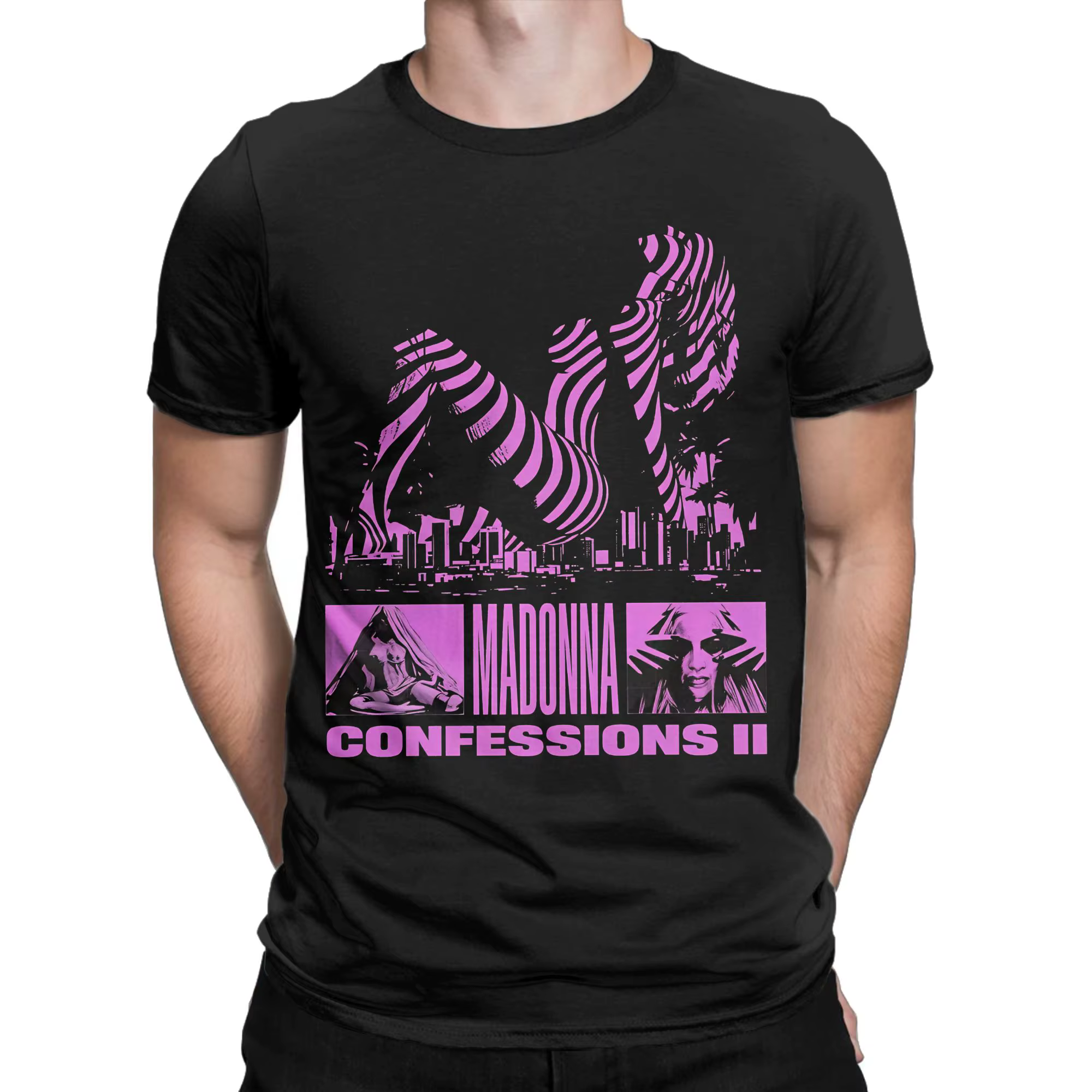 M-Madonna Confessions II Album pour hommes et femmes, t-shirt à manches courtes, col rond, 100% coto