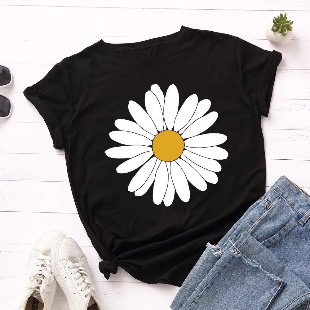 T-shirt à manches courtes pour femmes, 100% coton, graphique, été