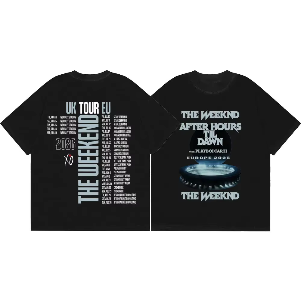 T-shirt The Weeknd After Hours Til Dawn Tour 2026 pour hommes et femmes, vêtements d'été en coton Y2