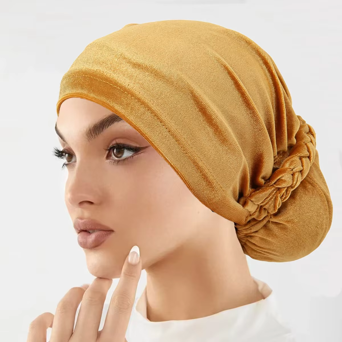 Turban instantané en velours élastique doux, casquette intérieure Hijabs, chapeau musulman, mode fou