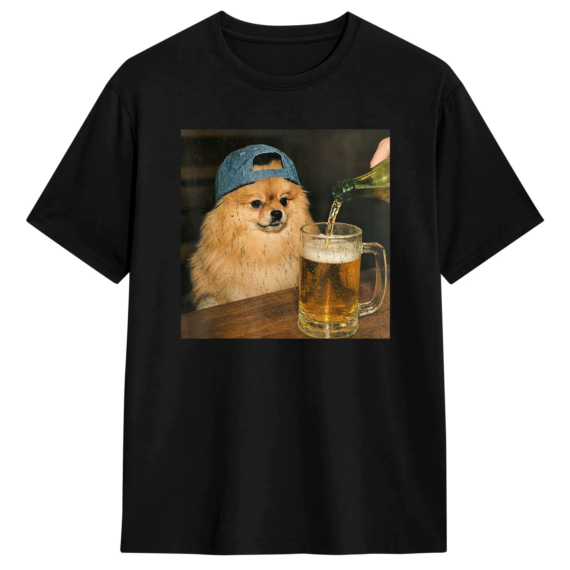 T-shirts Pomeranian Drinking Beer pour la fête des pères, 100% coton, t-shirt d'été à manches courte