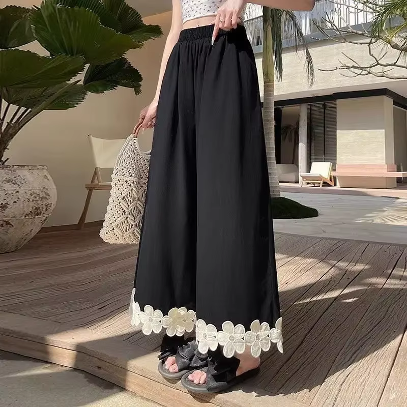 Pantalon femme jambe large années 90 vêtements élastique taille unique haute qualité classique Xxl t