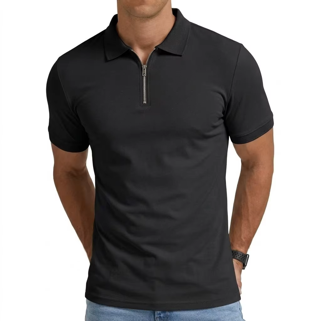 T-shirts d'été à manches courtes pour hommes, maillots de football décontractés, chemises zippées po