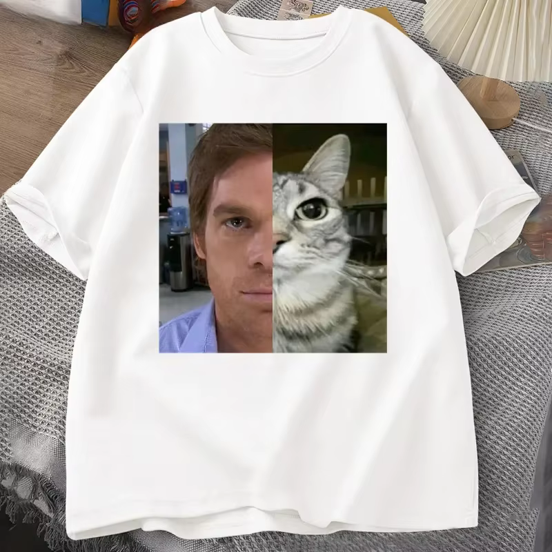 Dexter Morgan chat T-shirts drôle à manches courtes col rond T-shirt unisexe mode Harajuku Kawaii T-