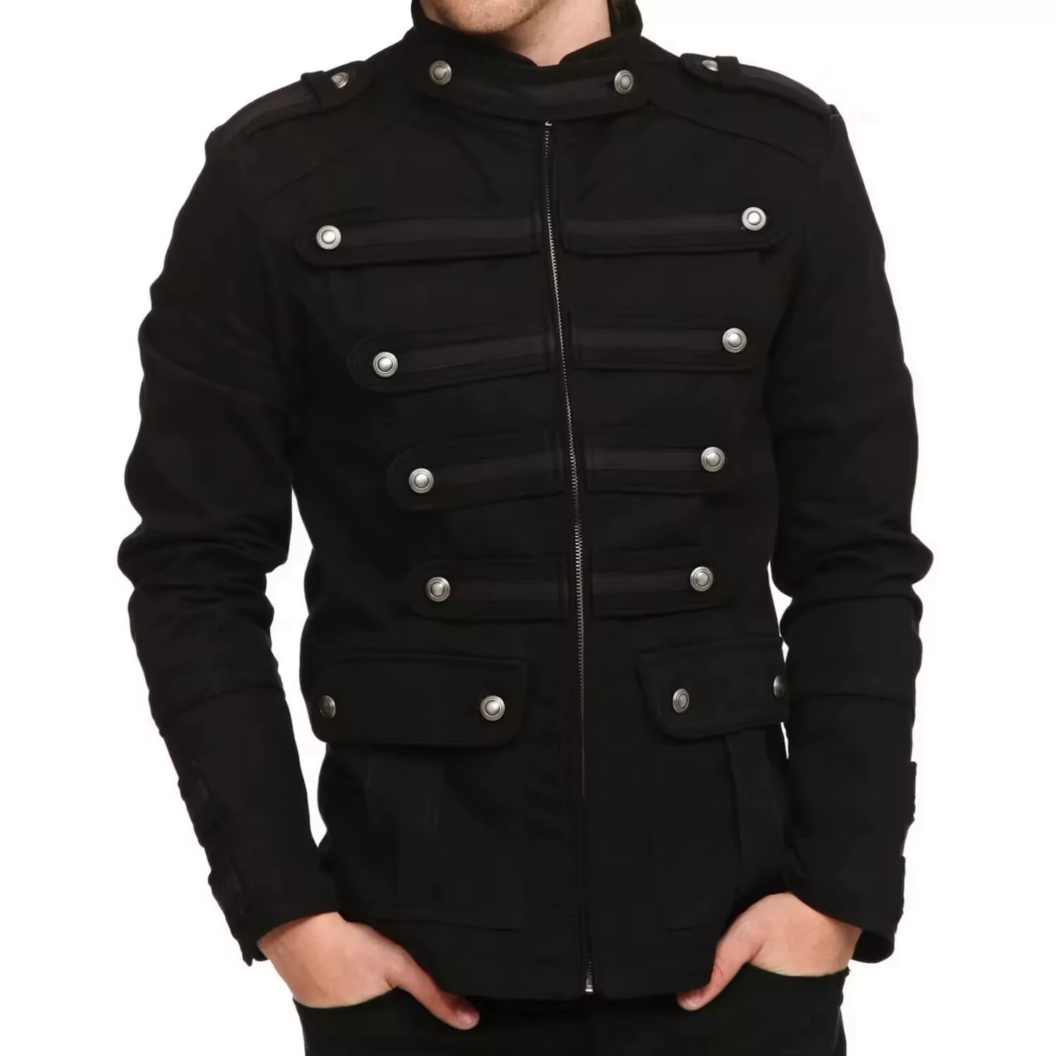 Veste de groupe d'uniforme de garde de défilé militaire Vintage Steampunk gothique noir pour hommes