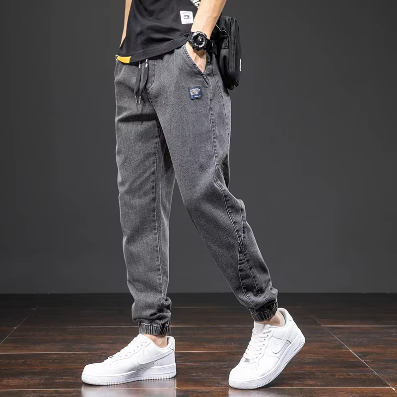 Printemps été noir bleu Cargo Jean hommes Streetwear Denim survêtement pantalon hommes Baggy Harem J