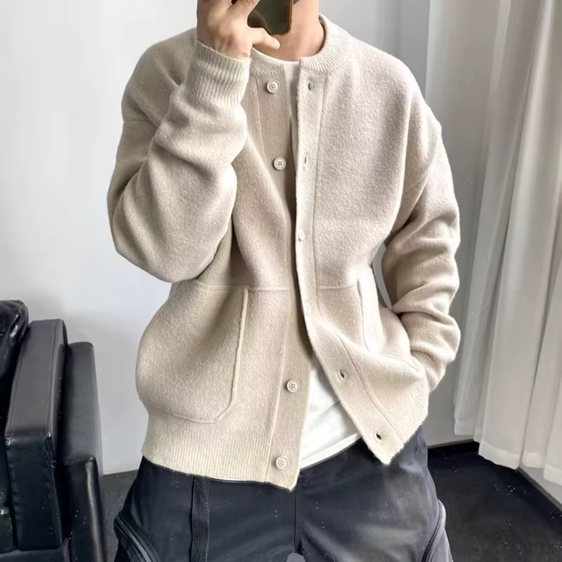 Pull hommes 2025 nouveau décontracté automne hiver tricoté Cardigan couleur unie Simple Cool épaissi