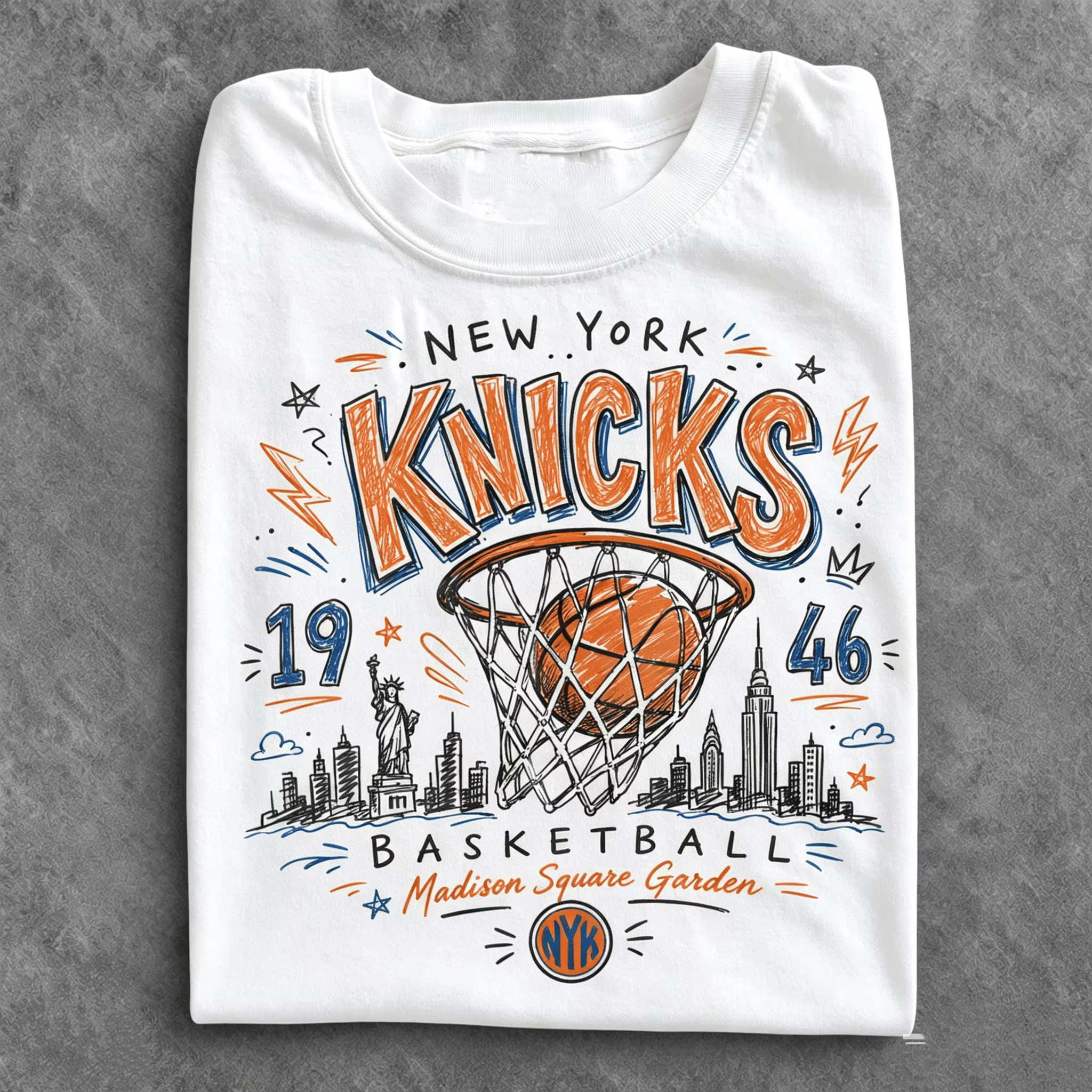 T-shirt de basket-ball New York rétro NYC Hoops, T-shirt graphique sportif, Nouvelle collection été 