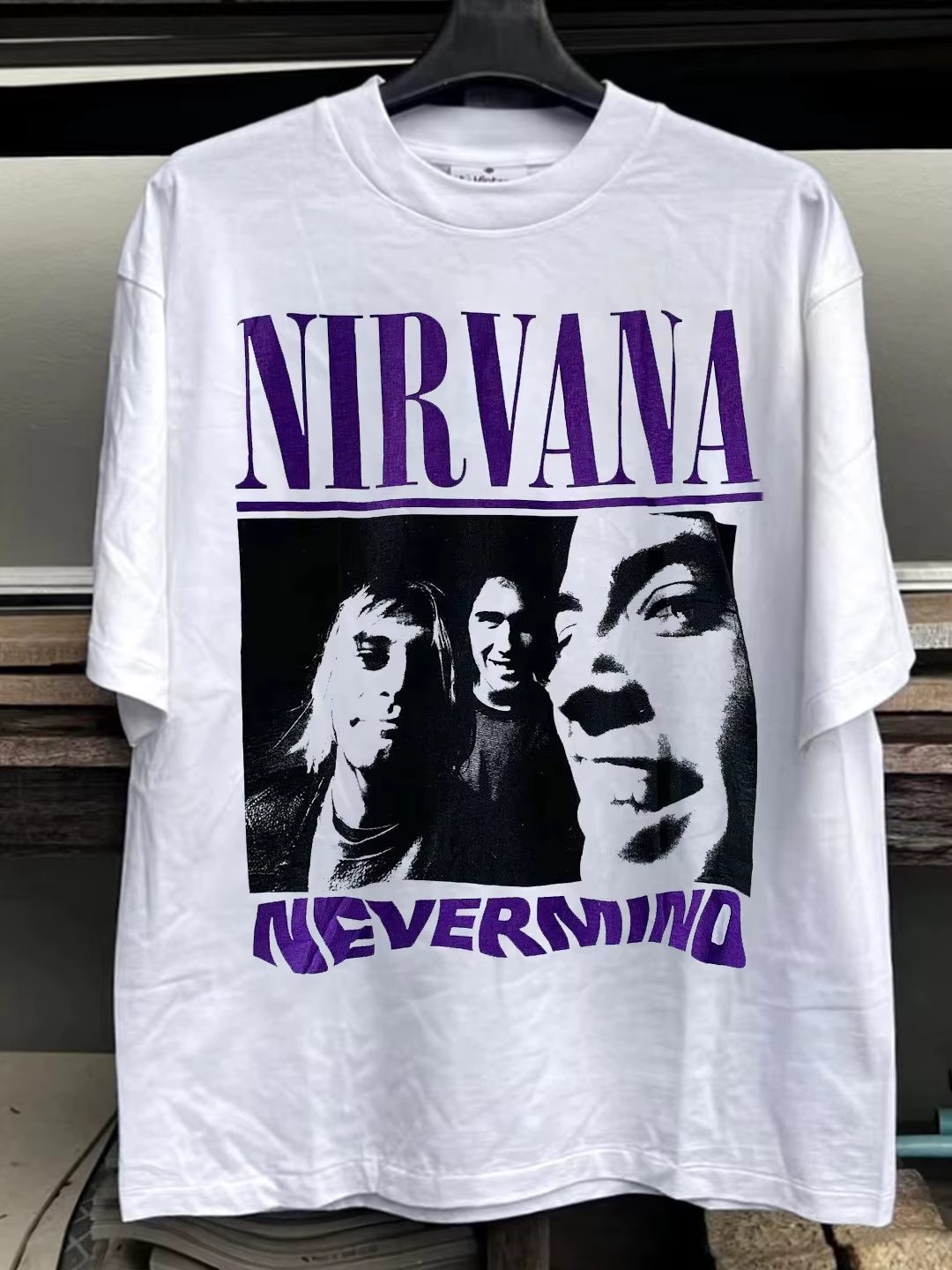 T-shirt rétro à manches courtes en coton pur pour hommes et femmes, imprimé Nirvana Band Around Amer