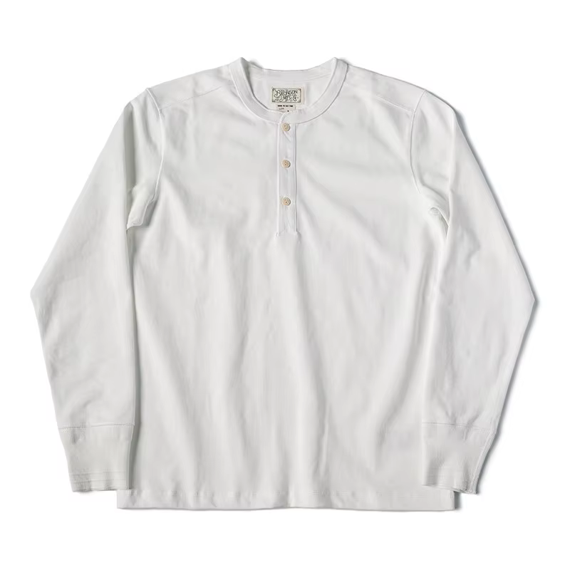 BRONSON Henley – T-Shirt manches longues pour homme, haut Vintage en coton, coupe ajustée, couleur u