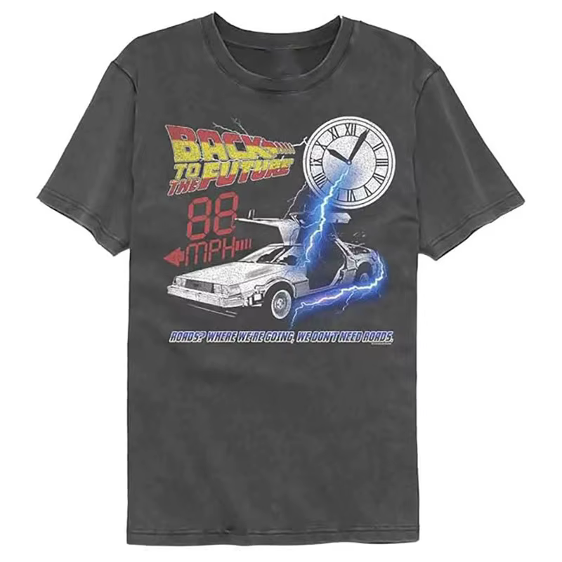 T-shirt en coton pour hommes et femmes, style rétro, film de science-fiction, retour vers le futur, 