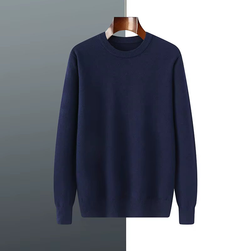 Pull en cachemire pour homme, col rond, tricoté, couleur unie, chaud, automne-hiver, style décontrac