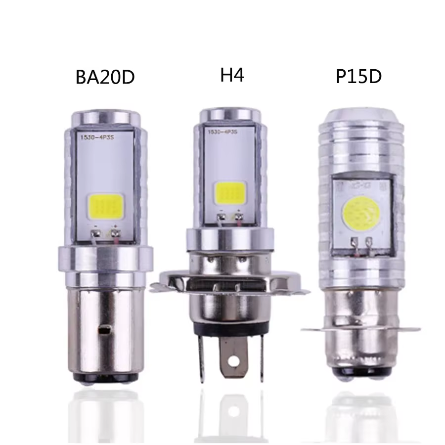 Ampoule de phare de moto LED 36W H4/P15D/BA20D 2COB 1400LM 6000K, faisceau Hi/LO