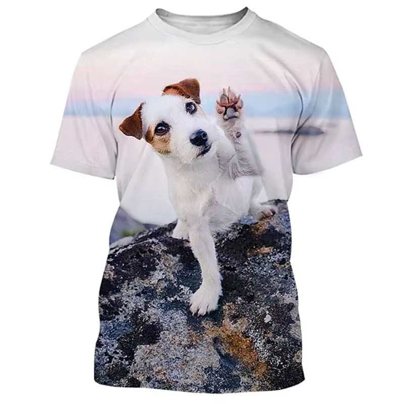 T-shirt manches courtes homme et femme, estival et décontracté, à la mode, avec impression 3D de chi