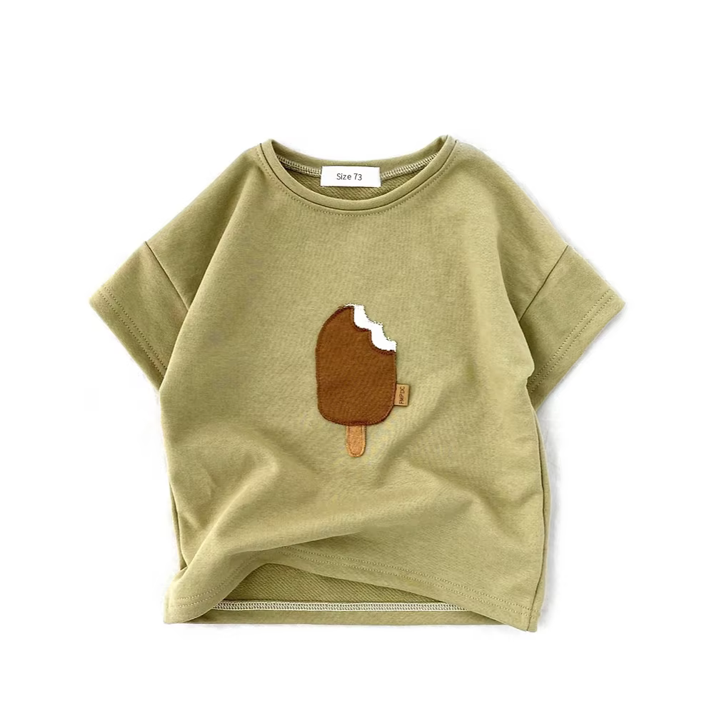 T-shirt imprimé crème glacée colorée pour enfants, mignon, nouveau-né, vêtements d'été pour enfants,