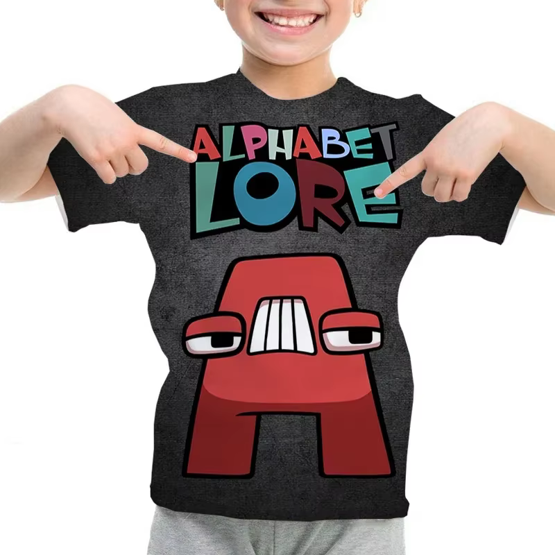 Vêtements pour enfants Alphabet Lore imprimé T-Shirts été dessin animé à manches courtes garçons fil