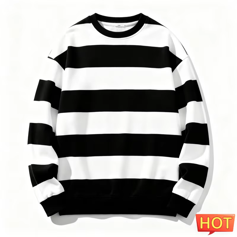 Sweat-shirt à manches longues pour hommes, rétro, rayé, graphique, Simple, décontracté, imprimé en 3