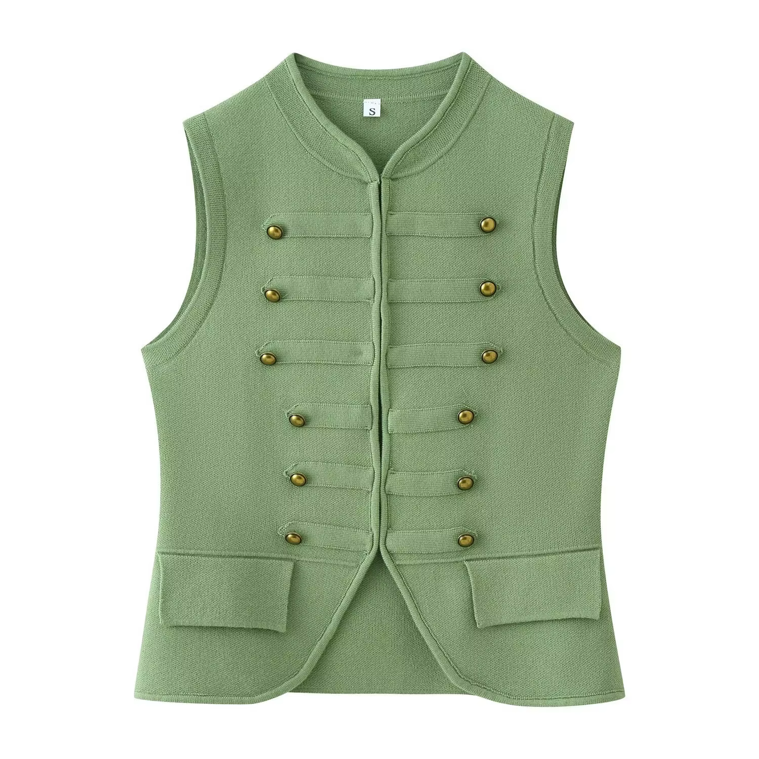 Gilet tricoté sans manches à col rond pour femme, style décontracté et confortable, en fibre de poly