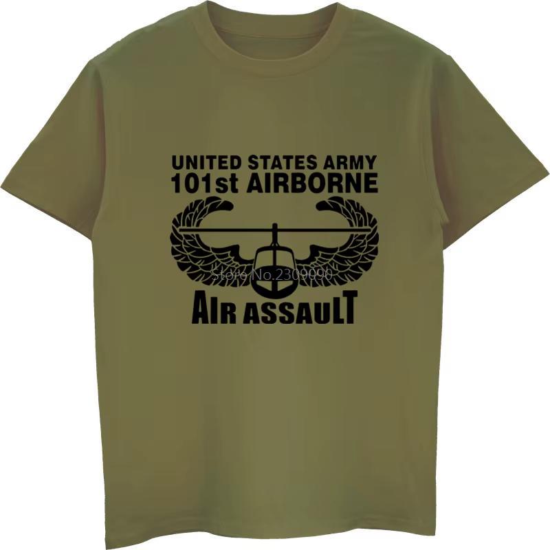 T-shirt à Manches Courtes en Coton pour Homme, Vêtement de l'Armée Américaine 101e Assaut Aéroporté,