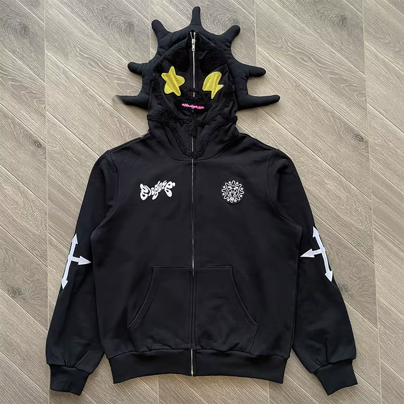Sweat à capuche zippé gris ou noir Glo Gang