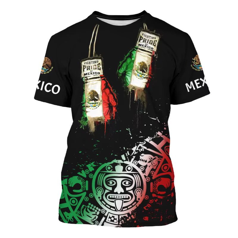 Drapeau du mexique 3d imprimé hommes T-shirt mode mexique emblème motif à manches courtes surdimensi