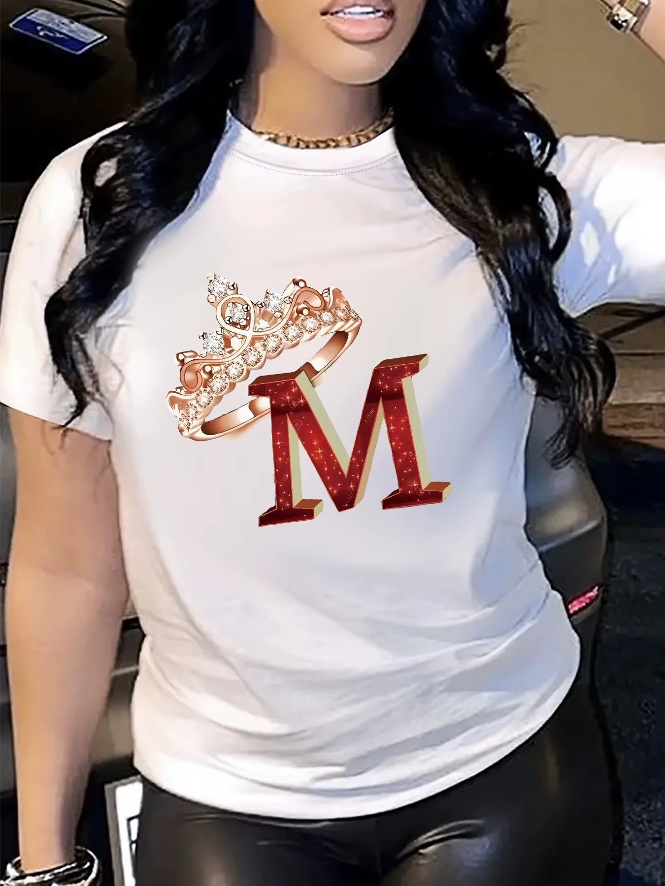 T-shirt décontracté à col rond pour femme, imprimé motif couronne de carnaval et dessin animé, desig