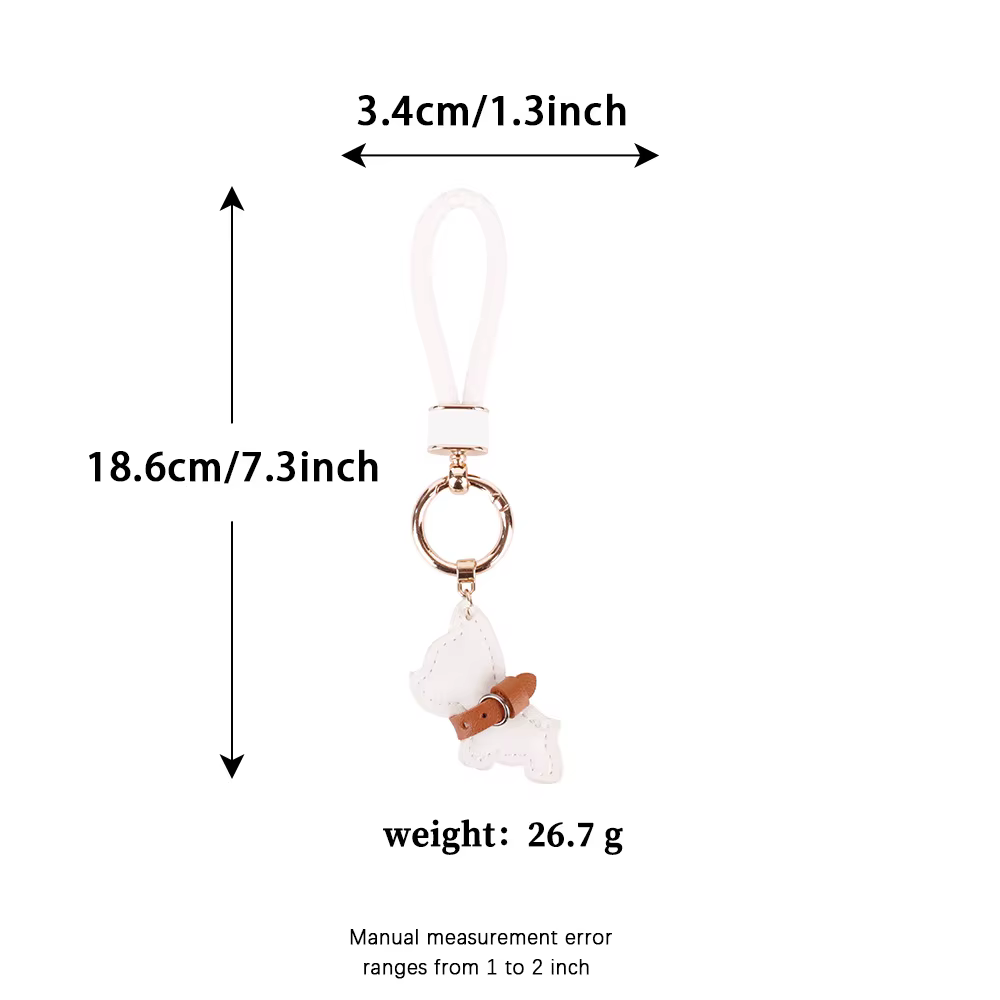 Porte-clés en cuir Bouledogue Français, breloque de sac, accessoire au design unique, petit porte-cl