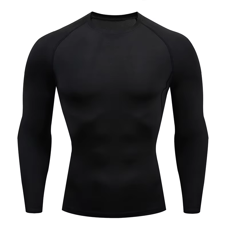 T-shirt fitness à manches longues pour hommes, pour le fitness, la course et l'exercice, haut d'exté