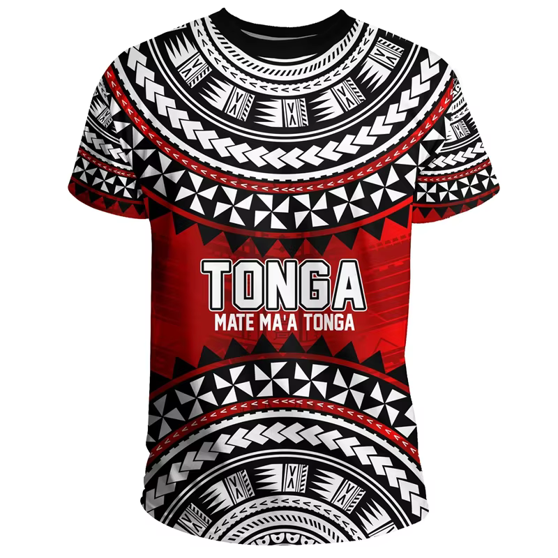T-shirt manches courtes col rond homme, estival et décontracté, avec impression 3D, à la mode, Tonga